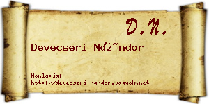 Devecseri Nándor névjegykártya